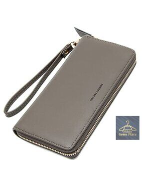 RFID Blocking Zip Around Wallet PU Leather Large Travel Wristlet Wallet